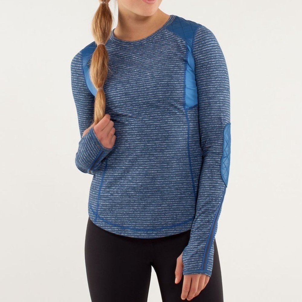 [4/6] Lululemon Run: Ice Queen Long Sleeve Slope Stripe Limitless Blue